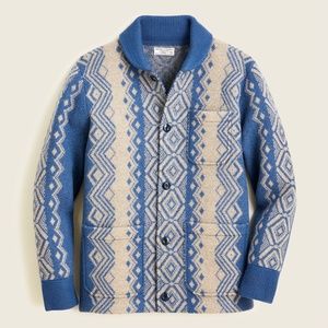 NWT Wallace & Barnes boiled merino wool chore jacket in stripe Blue Medium